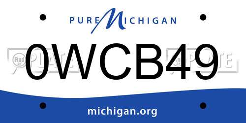 0WCB49 Michigan License Plate