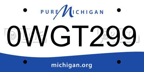0WGT299 Michigan License Plate