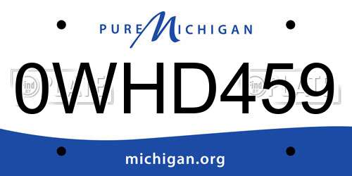 0WHD459 Michigan License Plate