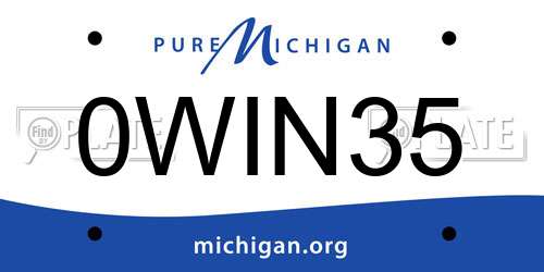 0WIN35 Michigan License Plate