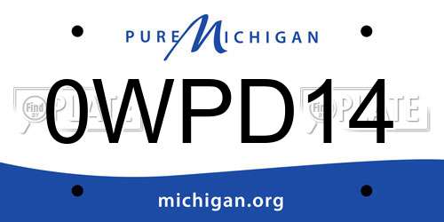 0WPD14 Michigan License Plate