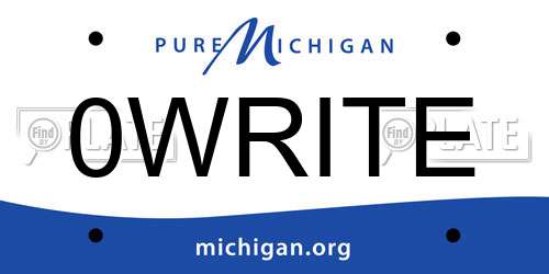 0WRITE Michigan License Plate