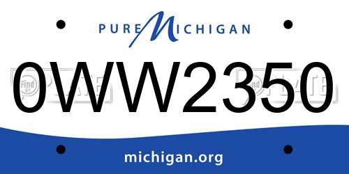 0WW2350 Michigan License Plate