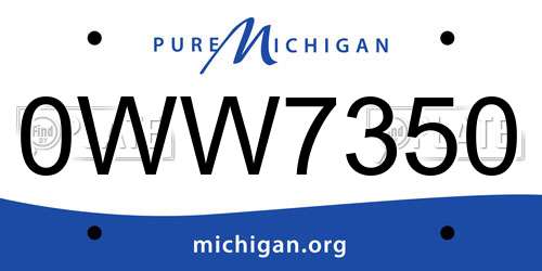 0WW7350 Michigan License Plate