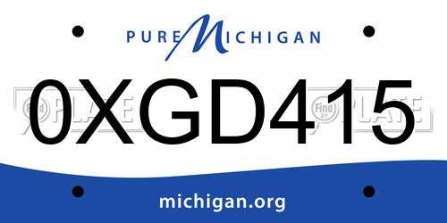 0XGD415 Michigan License Plate