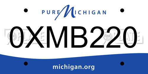 0XMB220 Michigan License Plate