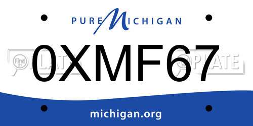 0XMF67 Michigan License Plate