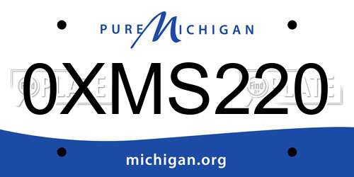 0XMS220 Michigan License Plate