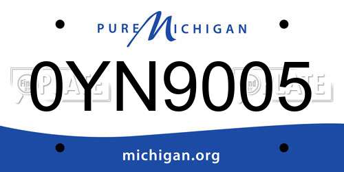 0YN9005 Michigan License Plate