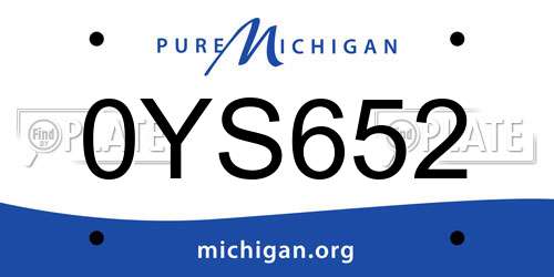 0YS652 Michigan License Plate