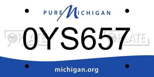 0YS657 Michigan License Plate