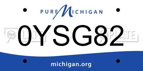 0YSG82 Michigan License Plate