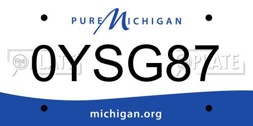 0YSG87 Michigan License Plate