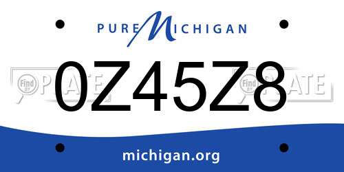0Z45Z8 Michigan License Plate