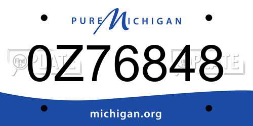 0Z76848 Michigan License Plate