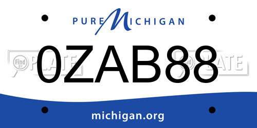 0ZAB88 Michigan License Plate