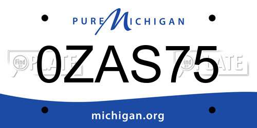 0ZAS75 Michigan License Plate