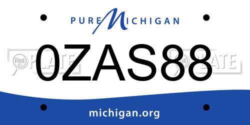 0ZAS88 Michigan License Plate