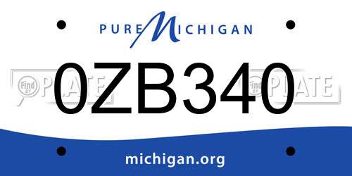 0ZB340 Michigan License Plate