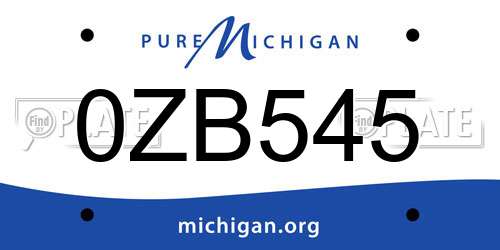 0ZB545 Michigan License Plate