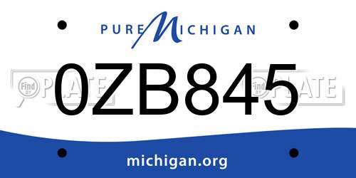 0ZB845 Michigan License Plate