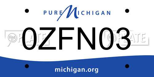 0ZFN03 Michigan License Plate