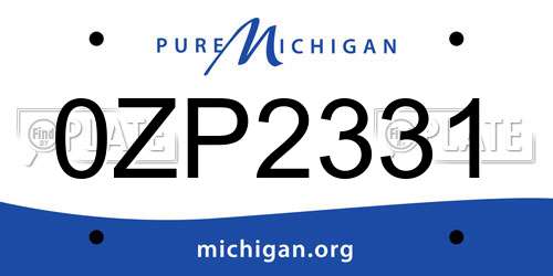 0ZP2331 Michigan License Plate