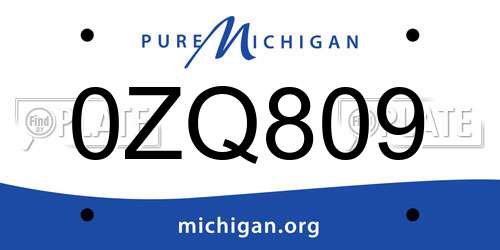 0ZQ809 Michigan License Plate