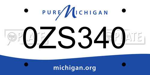 0ZS340 Michigan License Plate
