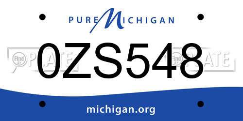 0ZS548 Michigan License Plate
