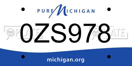 0ZS978 Michigan License Plate
