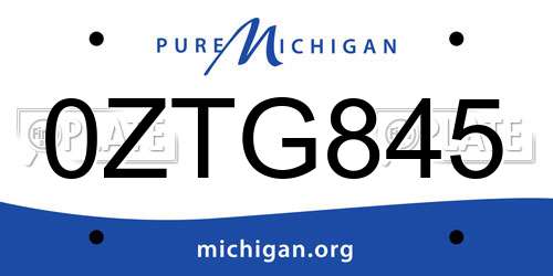 0ZTG845 Michigan License Plate