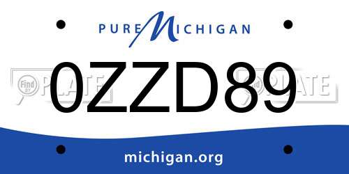 0ZZD89 Michigan License Plate