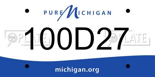100D27 Michigan License Plate