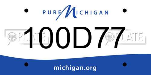 100D77 Michigan License Plate