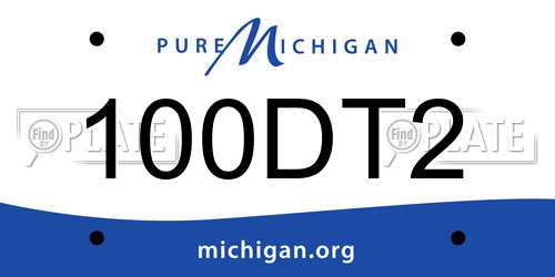 100DT2 Michigan License Plate