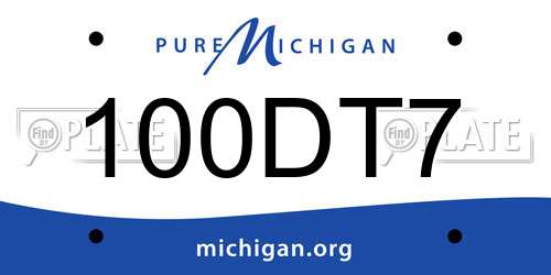 100DT7 Michigan License Plate