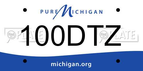 100DTZ Michigan License Plate