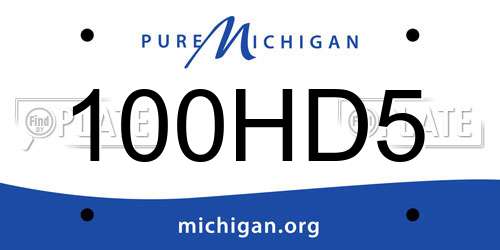 100HD5 Michigan License Plate