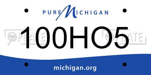 100HO5 Michigan License Plate