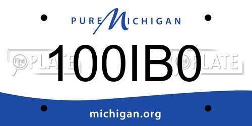 100IB0 Michigan License Plate