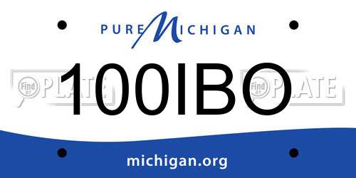 100IBO Michigan License Plate