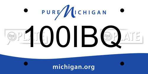 100IBQ Michigan License Plate