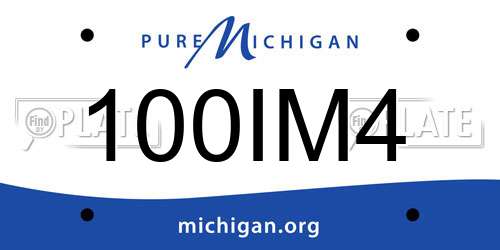 100IM4 Michigan License Plate