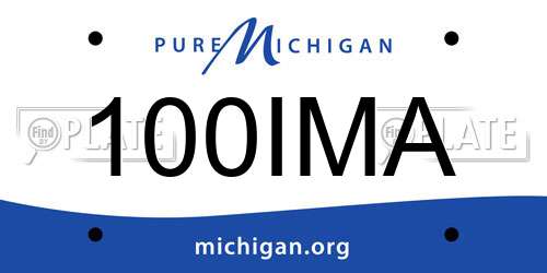 100IMA Michigan License Plate