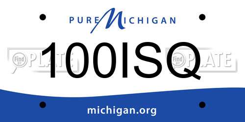 100ISQ Michigan License Plate