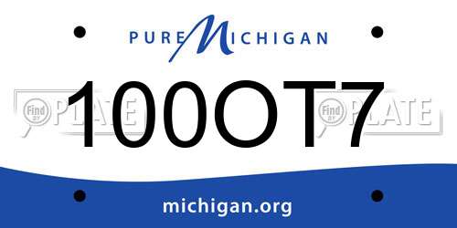 100OT7 Michigan License Plate