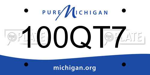100QT7 Michigan License Plate