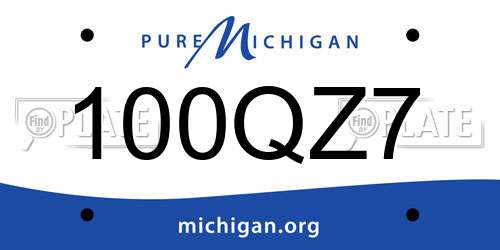 100QZ7 Michigan License Plate