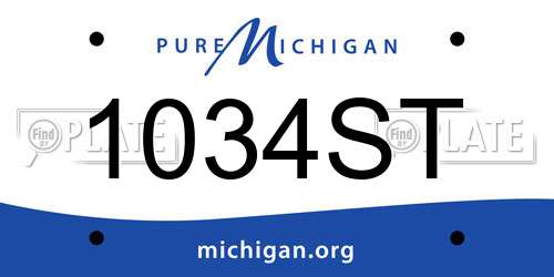 1034ST Michigan License Plate